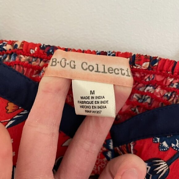 NEW NWT BOG COLLECTIVE BAND OF GYPSIES Red Navy Blue Floral Bustier Mini Dress M - Picture 8 of 15